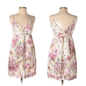 Zara Size XS Floral Ivory Pink Mini Dress